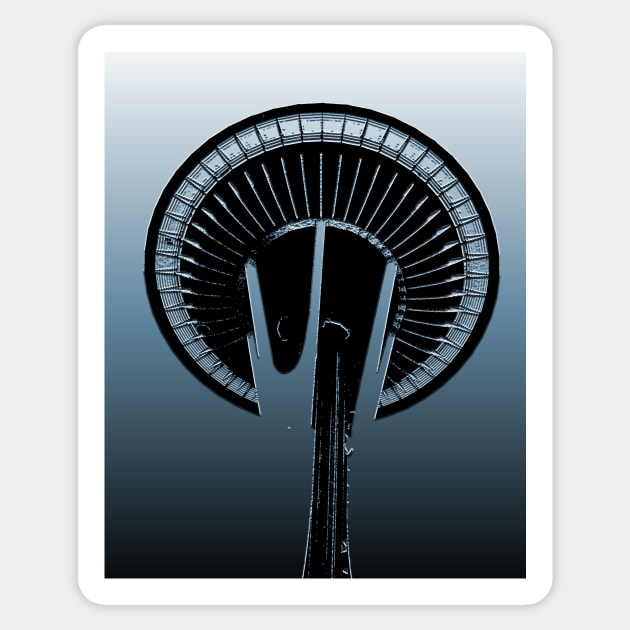 Space Needle In Blue Sticker by KirtTisdale